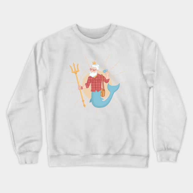 Hipster Poseidon Crewneck Sweatshirt by strangethingsa